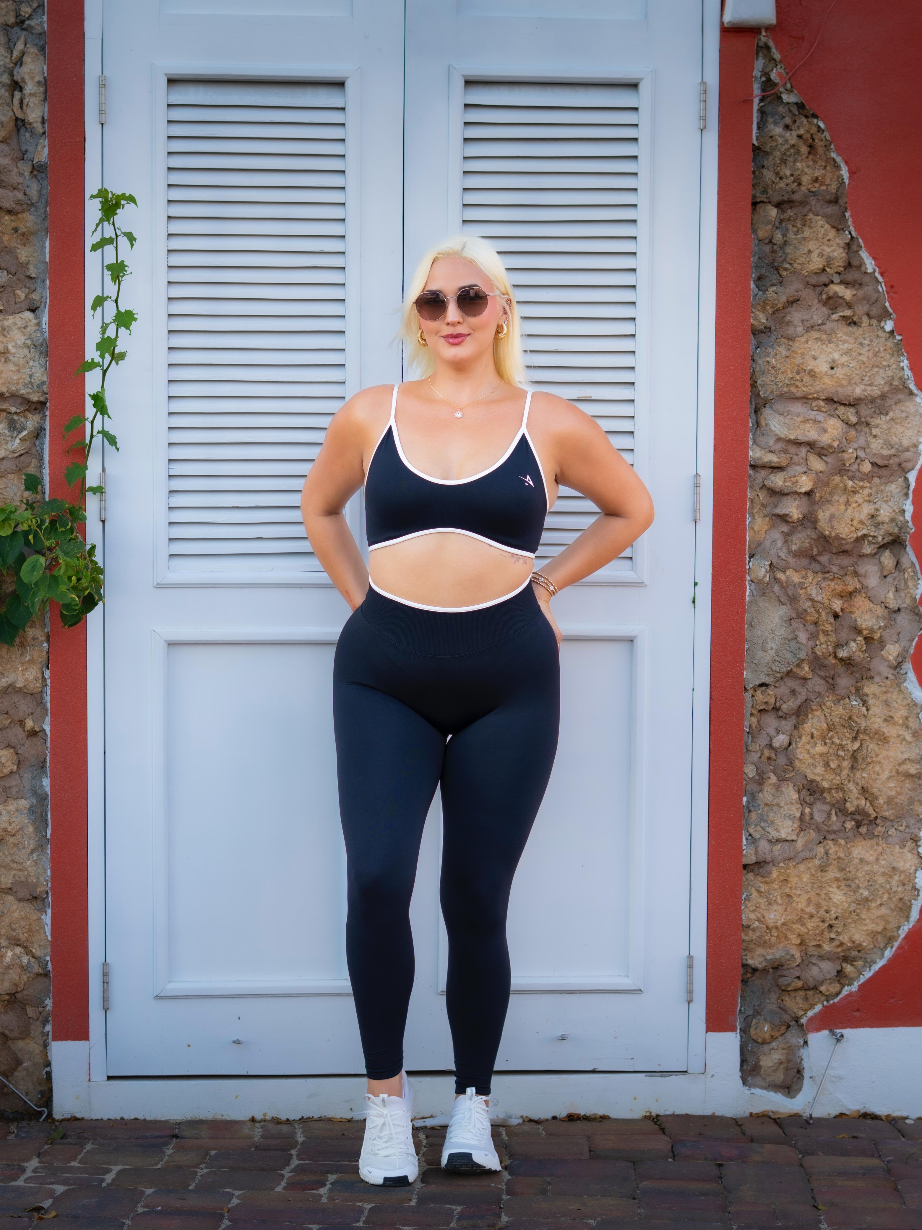 White outline sport bra